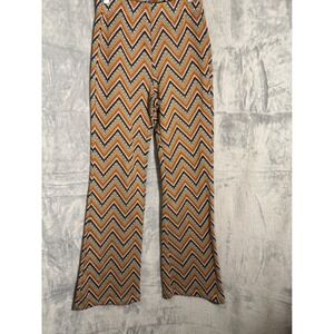 INDUSTRY Retro Chevron Wide Leg Flare Pants Orange Gray Women's S P pull on